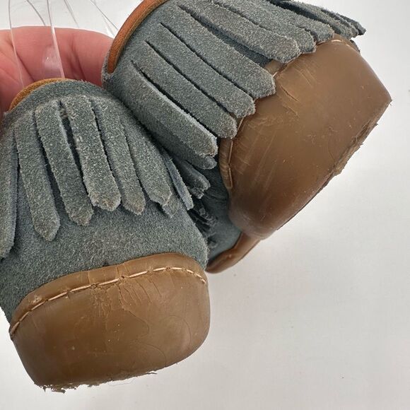 Minnetonka Southwestern Fringe Size 8.5 Suede Moccasins Loafers Boho Hard Sole - Picture 5 of 9